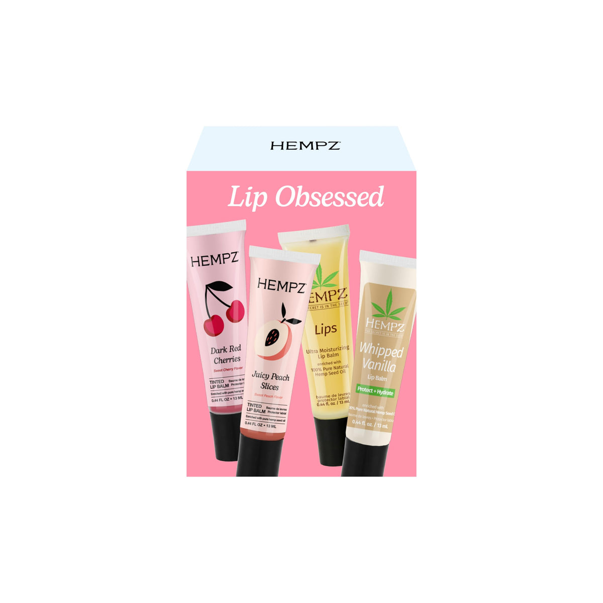 Hempz Juicy Peach tinted lip balm in gift set for hydrated lips