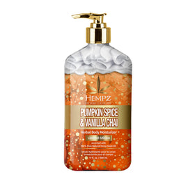 Hempz Pumpkin Spice Vanilla Chai lotion bottle front for hydrated skin.