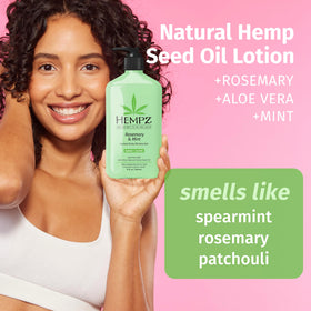 Hempz Rosemary & Mint ingredients highlight shea butter for deep moisturization.