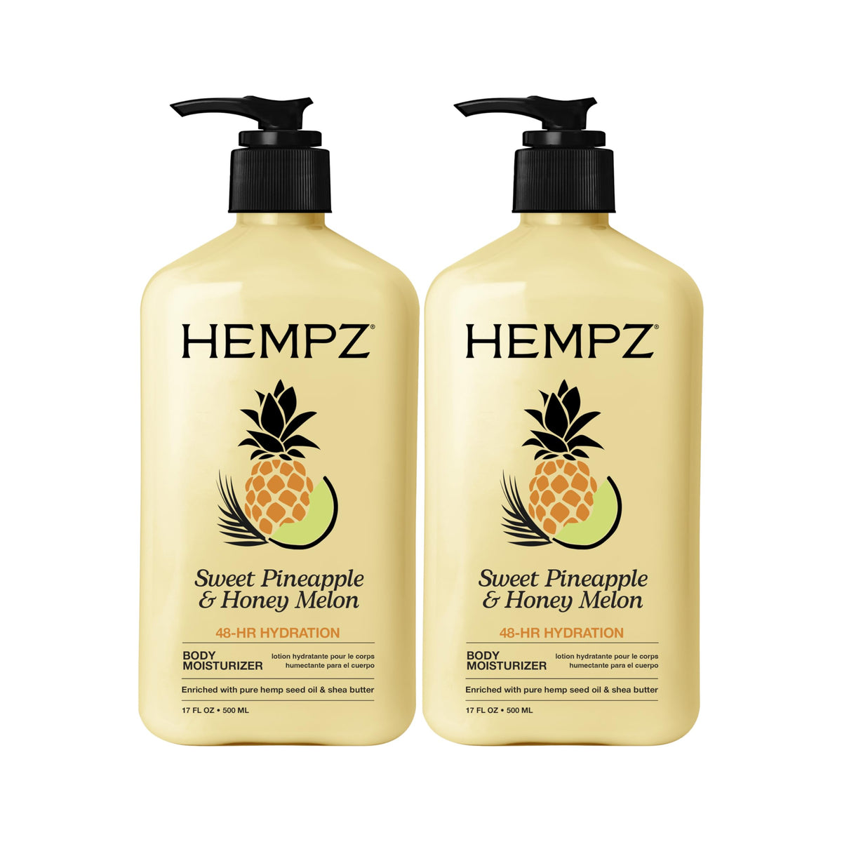 Hempz Sweet Pineapple & Honey Melon bottle front for daily hydration