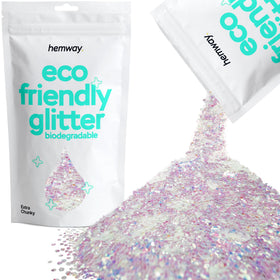Hemway biodegradable glitter mother-of-pearl iridescent close-up for crafts