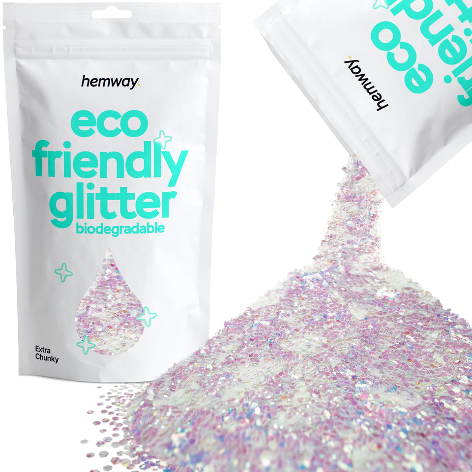 Hemway biodegradable glitter mother-of-pearl iridescent close-up for crafts