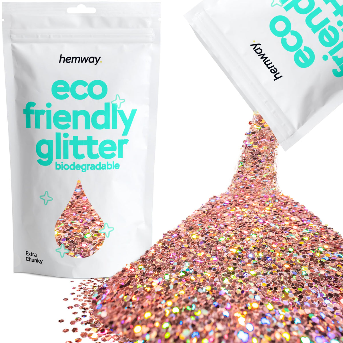 Hemway biodegradable glitter rose gold holographic finish for festival makeup and crafts.