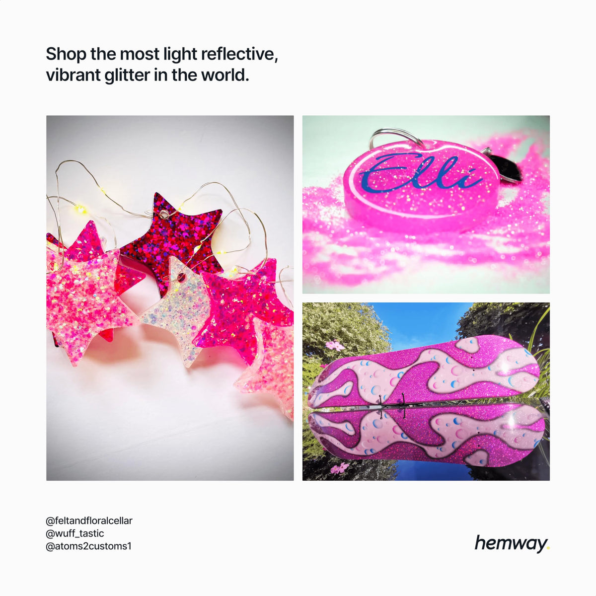 Hemway multipurpose glitter for DIY decorations, crafts, and art with long-lasting shine.