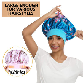 Heniho satin bonnet designed for braids and dreadlocks, keeps styles intact overnight.