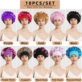 Heniho large satin bonnet; soft, skin-friendly, ideal for long curls.