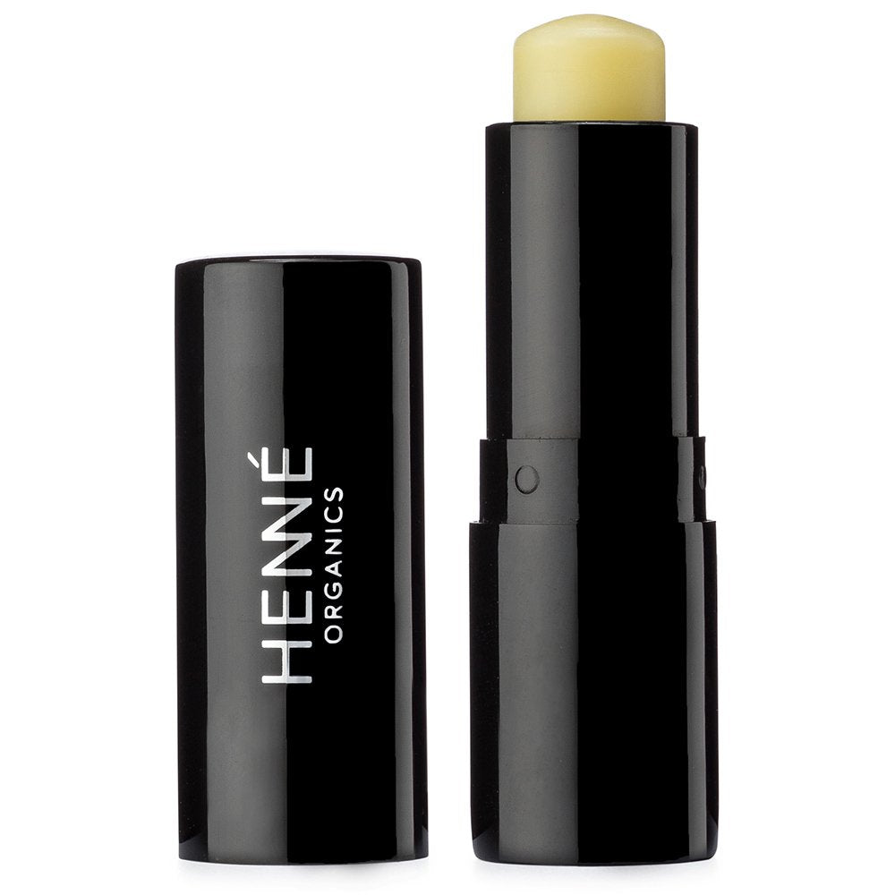Henné Organics Lip Balm V2 in a black tube for daily moisture.
