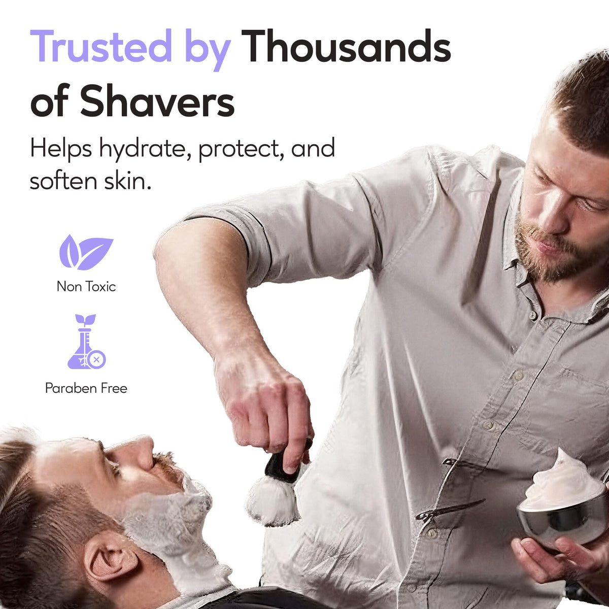 Coconut oil in Henry Cavendish soap helps glide the razor with comfort.