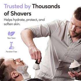 Coconut oil in Henry Cavendish soap helps glide the razor with comfort.