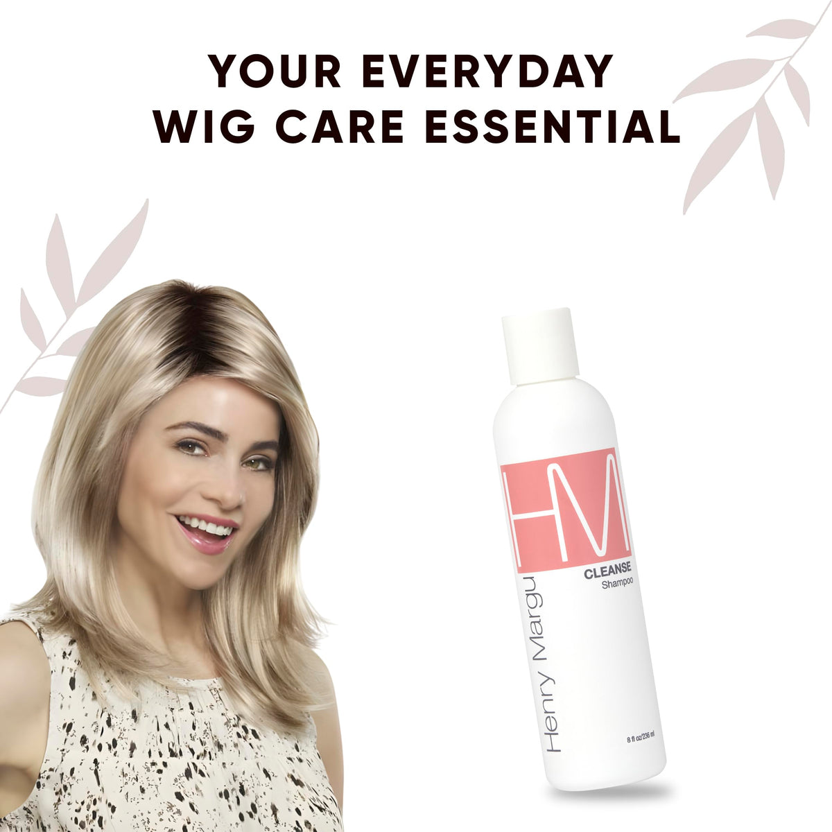 Henry Margu Cleanse Wig Shampoo packaging, highlighting product compatibility.