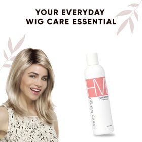 Henry Margu Cleanse Wig Shampoo packaging, highlighting product compatibility.