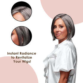 Henry Margu Revitalize Mist is sprayed on a hairpiece to aid detangling.