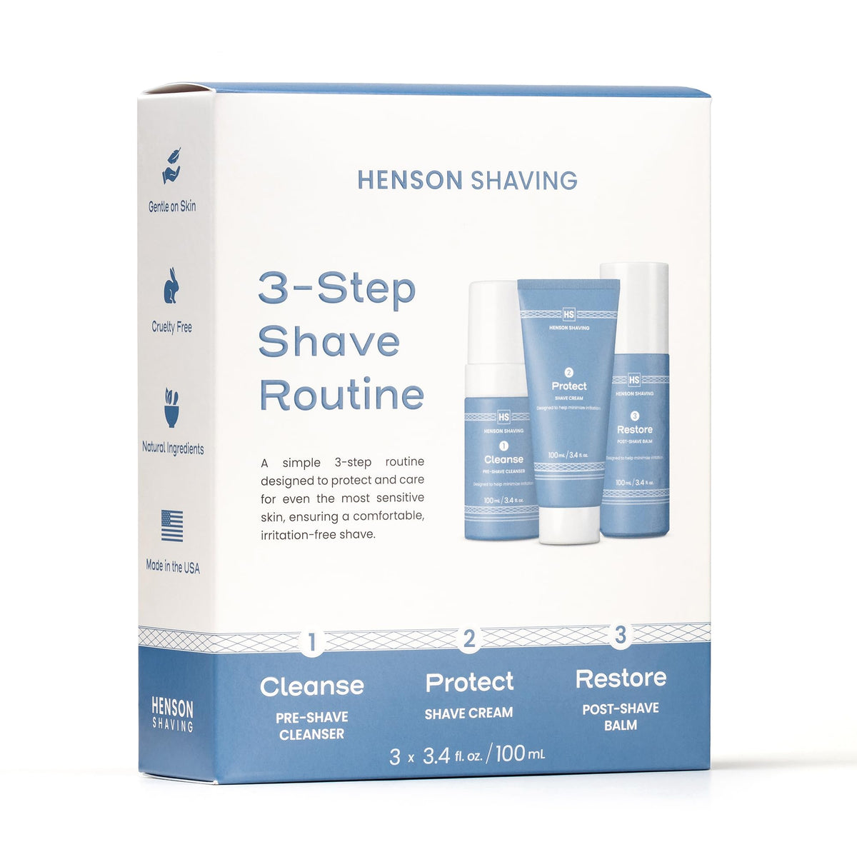 Henson Shaving cleanser image for skin prep and a smoother shave.