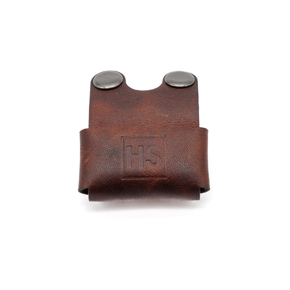 Henson Shaving leather head cover closed for AL13 and Ti22, durable travel protection.
