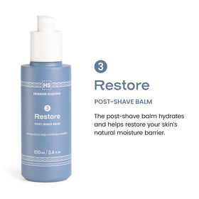 Henson skin-care ritual image depicting pre- and post-shave care.