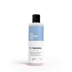 Her Fantasy Box Dr. Hydration bottle front showing ultra-hydration for daily softness