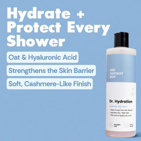 Her Fantasy Box Dr. Hydration closeup cream texture for gentle daily cleansing