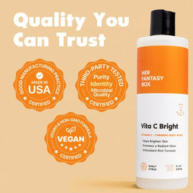 Her Fantasy Box Vita C Bright Turmeric Body Wash citrus zest with vibrant scent