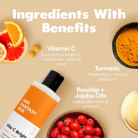 Her Fantasy Box Vita C Bright Turmeric Body Wash creamy lather for a luxurious shower
