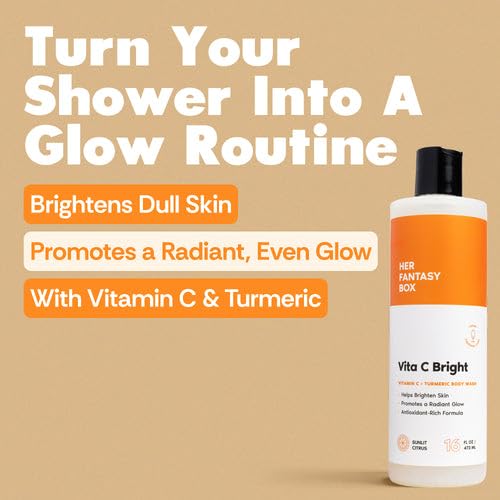 Her Fantasy Box Vita C Bright Turmeric Body Wash turmeric root for a warm glow