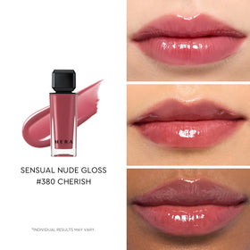 HERA gloss swirls 380 Cherish demonstrating non-sticky glide