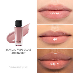 HERA Sensual Nude Gloss wand application showing a smooth glide.