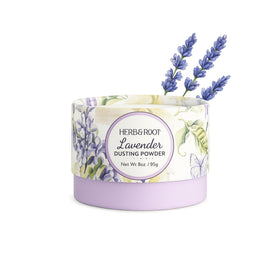 Herb and Root Lavender Dusting Powder travel-size bottle for all-day freshness