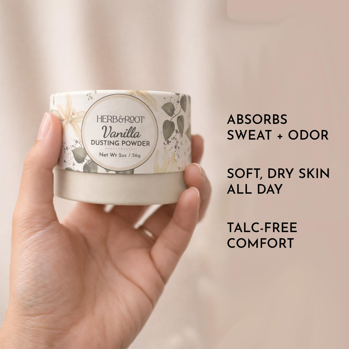 Herb & Root vanilla jar talc-free powder with soothing scent