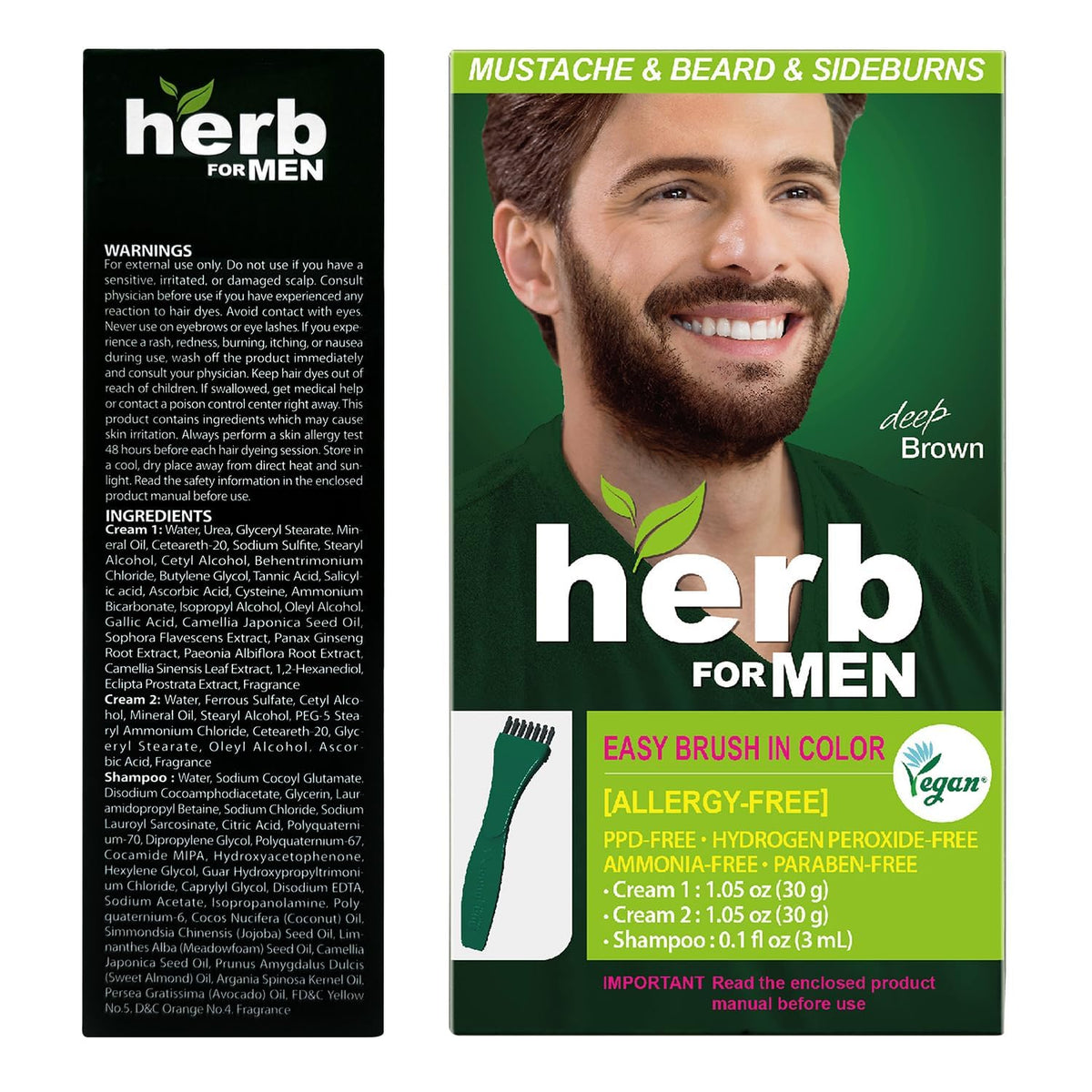 Herb Speedy application tips show step-by-step beard dye process