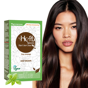 Herb Speedy Deep Brown dye bottle for at-home coloring.
