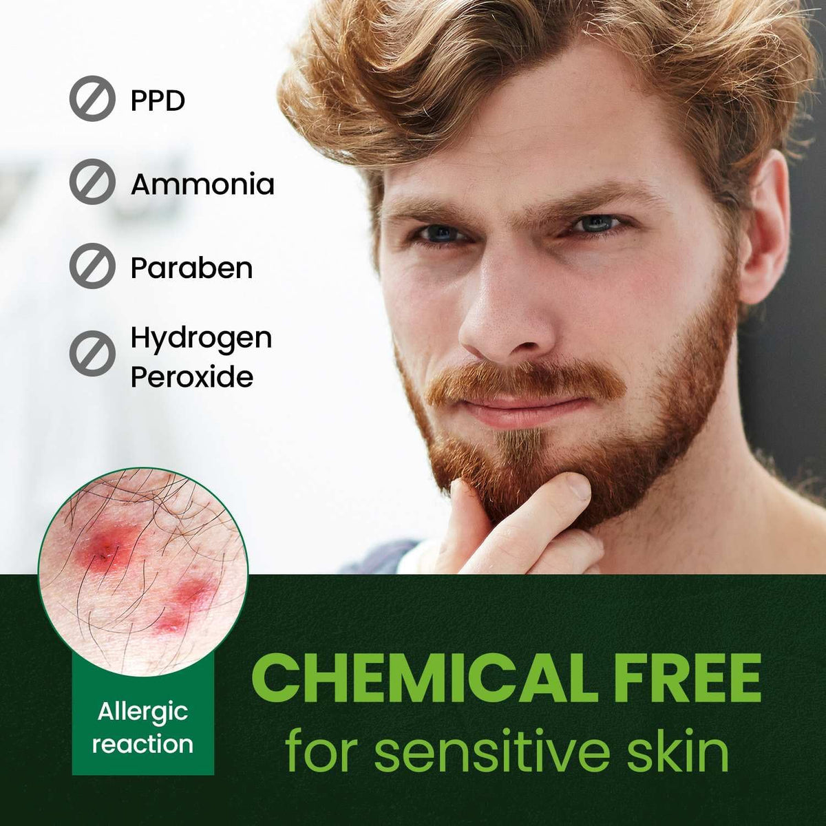 Herb Speedy natural herbal ingredients infographic highlights nourish facial hair