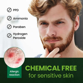 Herb Speedy natural herbal ingredients infographic highlights nourish facial hair