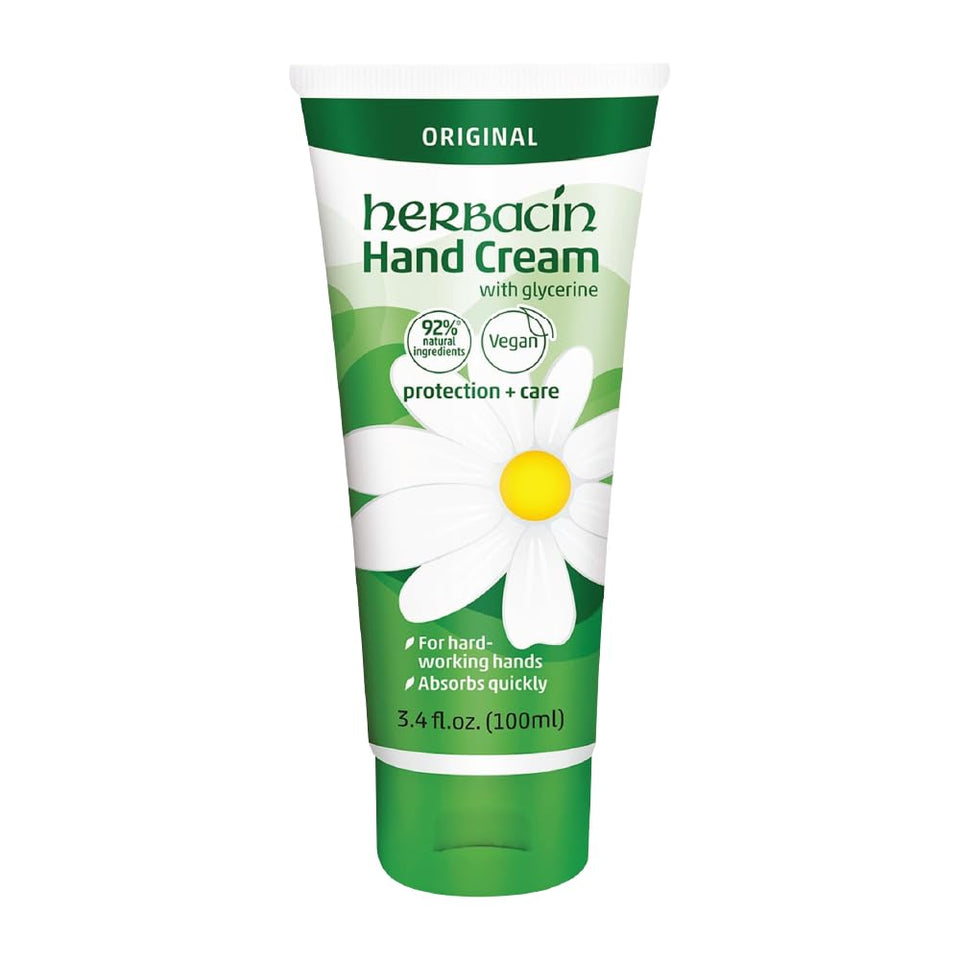 Herbacin Kamille Hand Cream delivers soothing moisture and protection for dry hands.