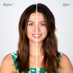 Herbal Essences Set Me Up hairspray shown protecting hair from humidity while styling.