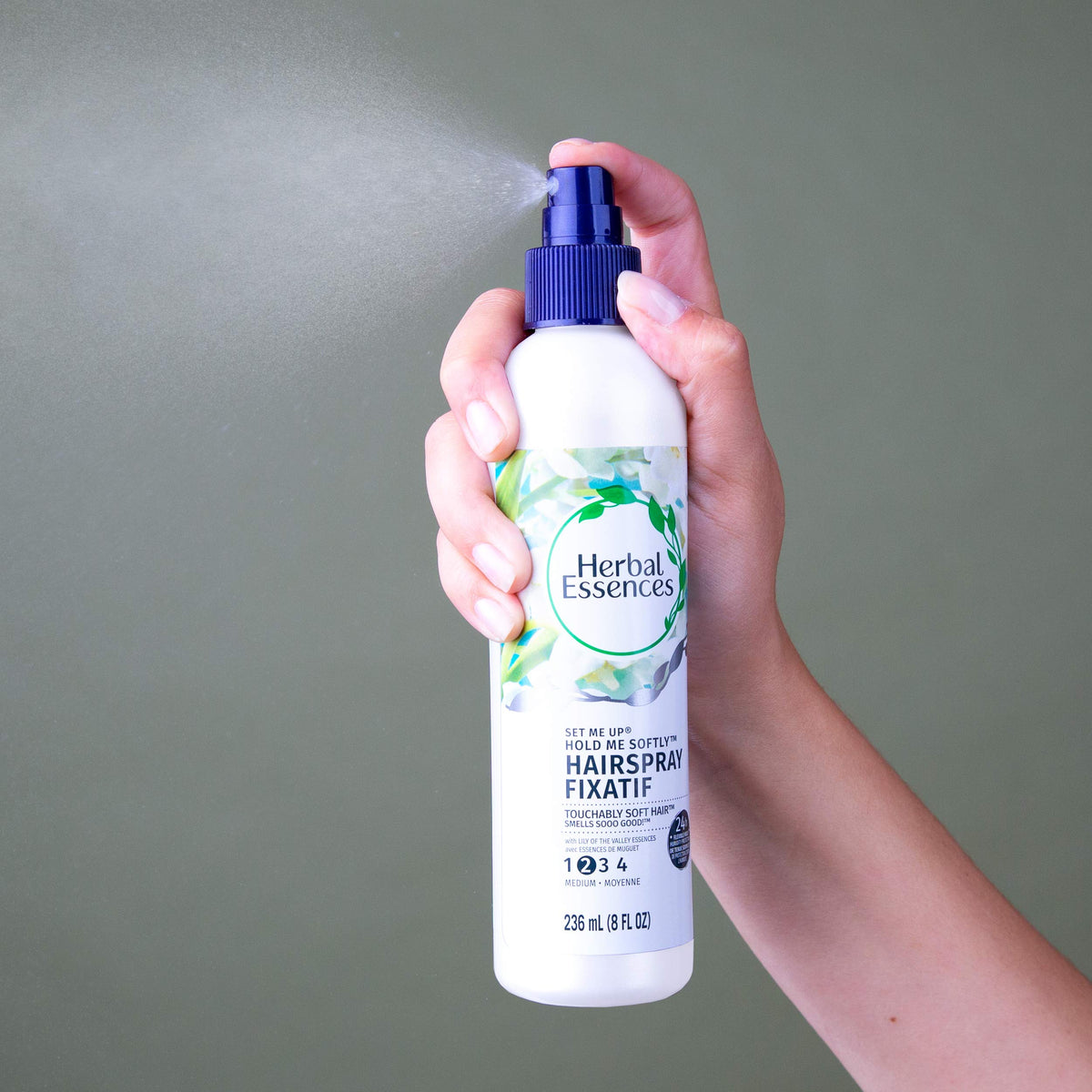 Herbal Essences Set Me Up packaging shown for easy grip and travel-ready use.