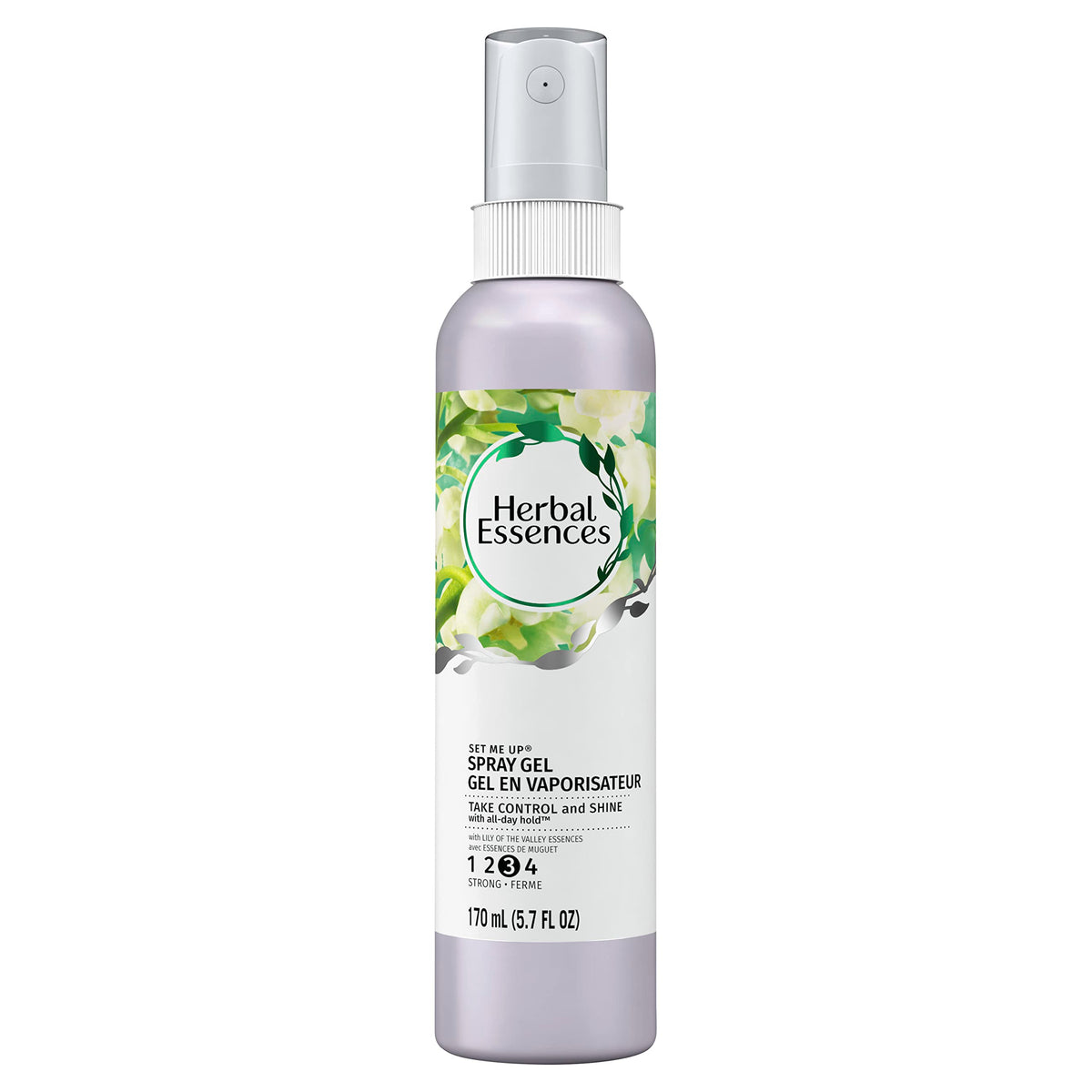 Herbal Essences Set Me Up bottle shows level 3 hold for daily styling.
