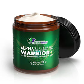 Herbal Mana Alpha Warrior bottle pour delivering a cooling, fast-absorbing skincare moment.
