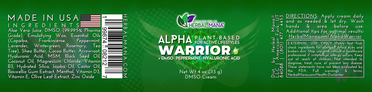 Herbal Mana Alpha Warrior cream application offers non-greasy daily hydration.