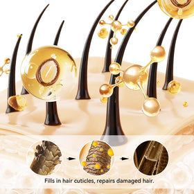 Wet hair close-up showing detangling with Herbalosophy keratin shampoo