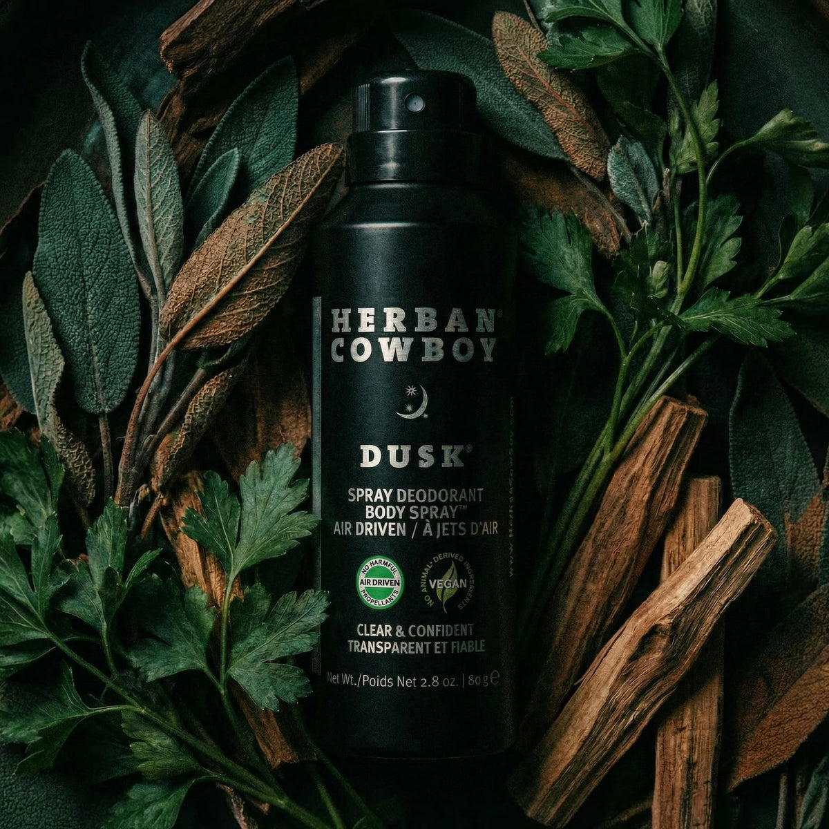 Herban Cowboy Dusk underarms application shot demonstrating even spray coverage.