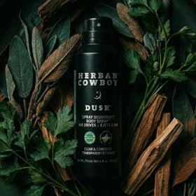 Herban Cowboy Dusk underarms application shot demonstrating even spray coverage.