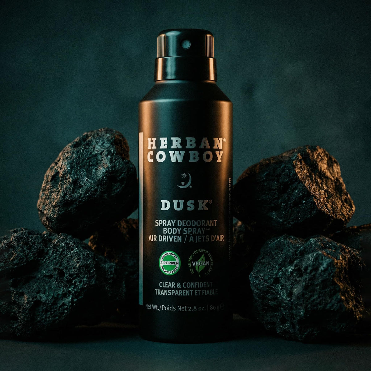 Herban Cowboy Dusk cruelty-free label highlighting animal-friendly testing.