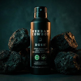 Herban Cowboy Dusk cruelty-free label highlighting animal-friendly testing.