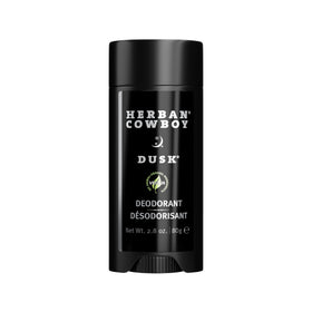 Herban Cowboy Dusk deodorant bottle with aloe infusion and aluminum-free formula.