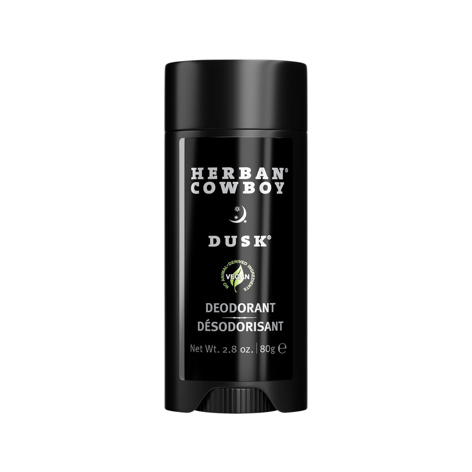Herban Cowboy Dusk deodorant bottle with aloe infusion and aluminum-free formula.