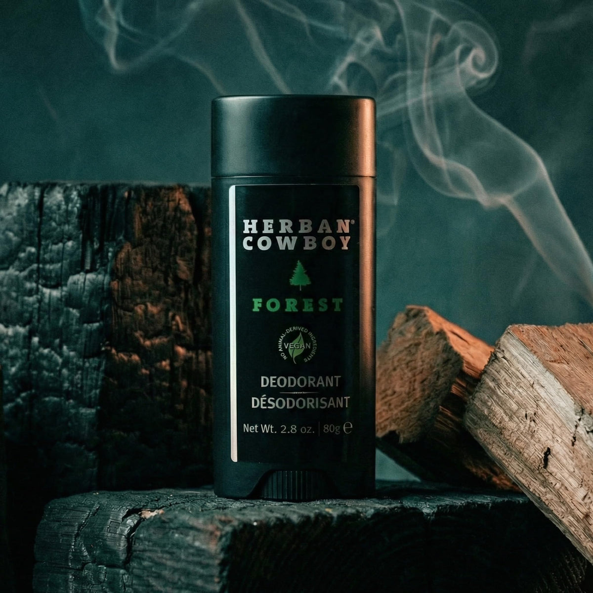 Herban Cowboy ingredients list featuring essential oils and skin-friendly formula.
