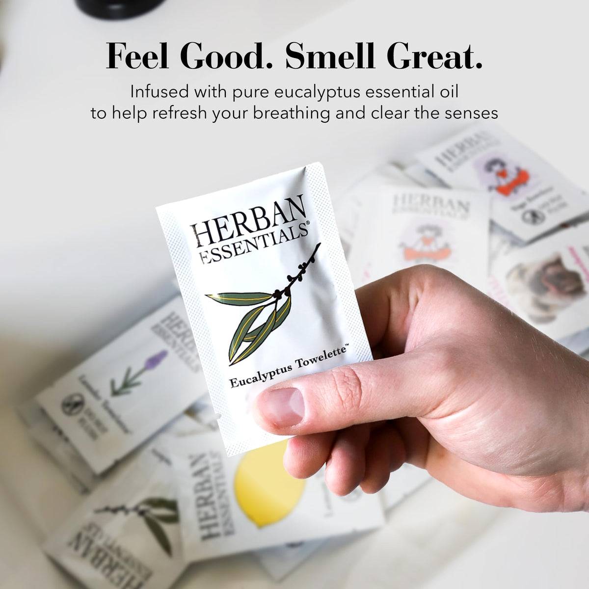 Herban Essentials cruelty-free, USA-made wipes with plant-based fibers.