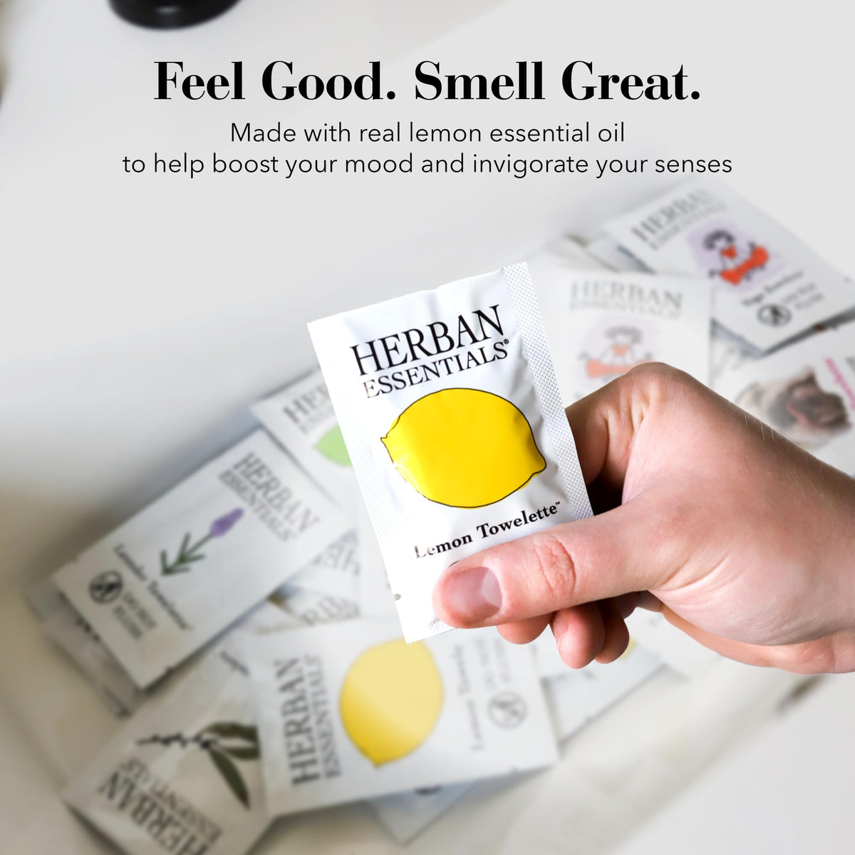 Cruelty-free, USA-made Herban Essentials towelettes