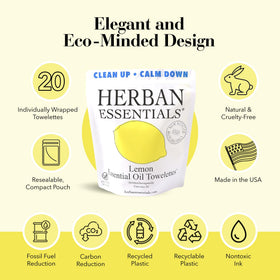 Herban Essentials wipes for face and hands during travel or daily use