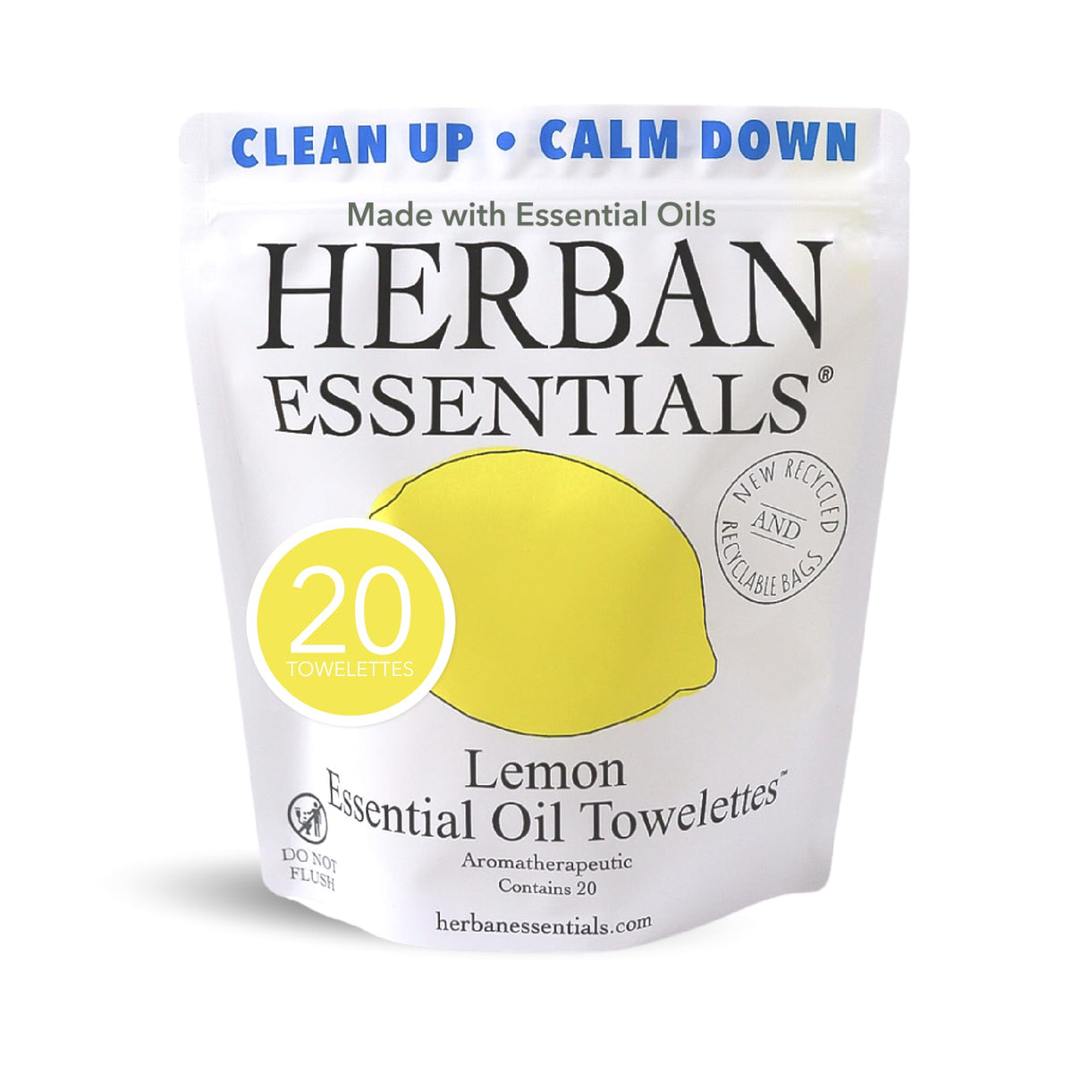 Herban Essentials Lemon Wipes pack for on-the-go refreshment